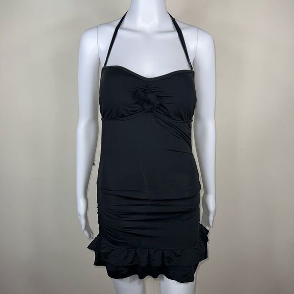 Kenneth Cole Reaction One-Piece Ruched Side Black Bathing Suit - Picture 1 of 11